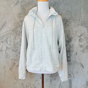 90 Degree by Reflex Cloud Plush Ivy Crop White Striated Zip-Up Hoodie Wmn’s L